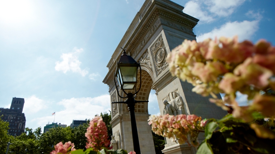 Washington Square Arc with flowers