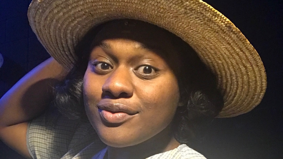 Nyla Watson in a straw hat for her role in The Color Purple.