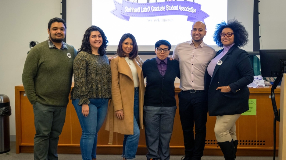 A group of students representing the Steinhardt LatinX Graduate Student Association
