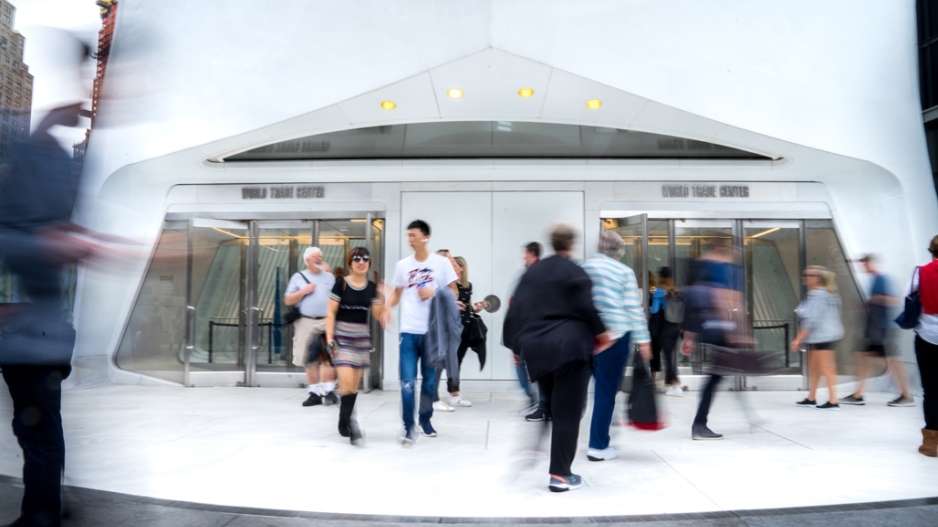 Busy scene in downtown Manhattan