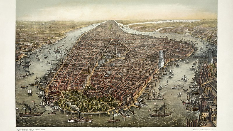 Panaromic view of New York in 1873