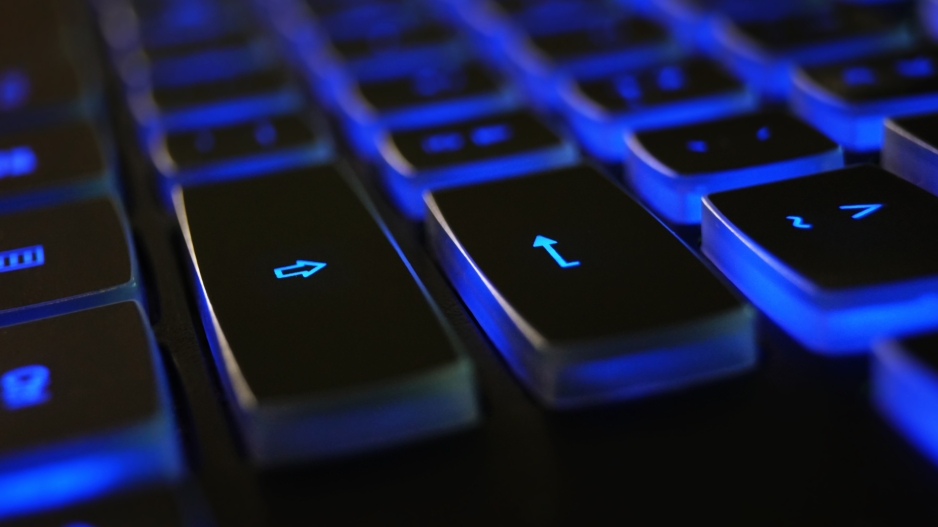 Black keyboard with blue backlight