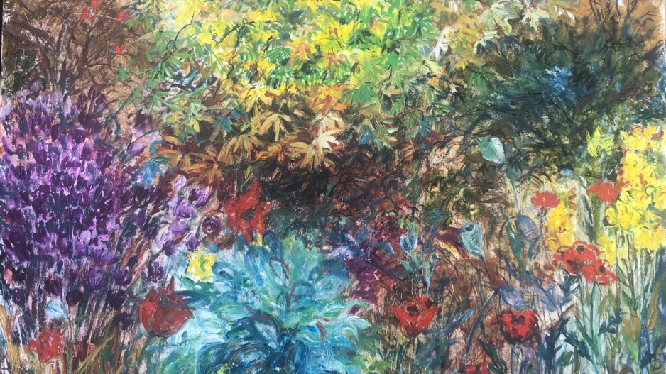 painting of a field of flowers