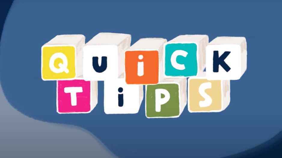 Quick Tips (each letter is its own illustrated cube)