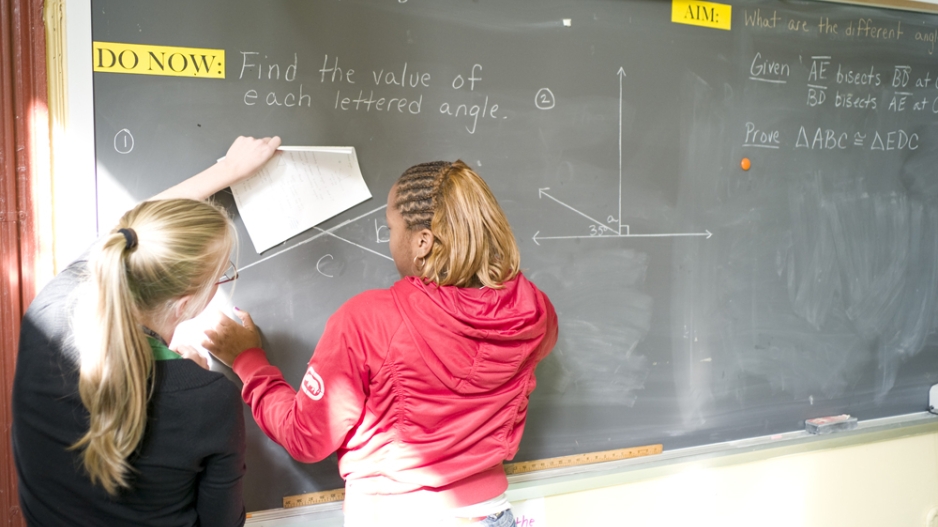 High School Math Class with Chalkboard