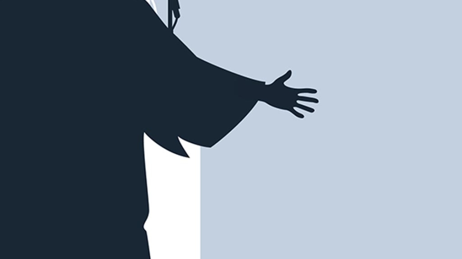 Illustration of Martin Luther King, Jr. at a podium giving a speech