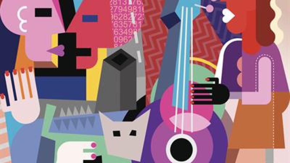 colorful illustration of people and instruments
