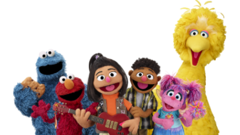 Six characters from Sesame Street