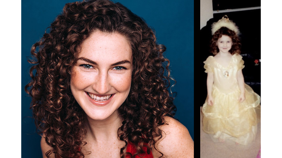Renee Shohet's current headshot appears on the left with a photo of her as a child on the right