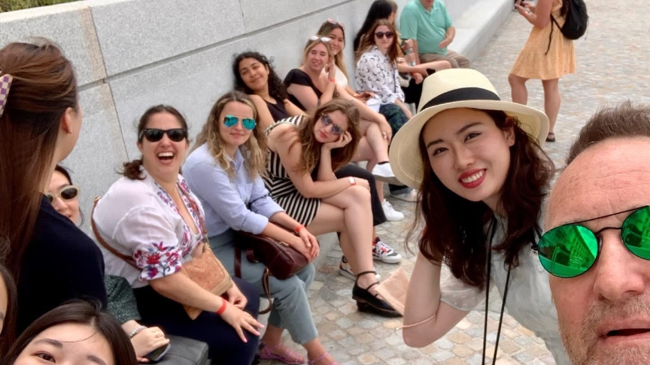 PAA/VAA students taking a break before exploring museum island in Berlin