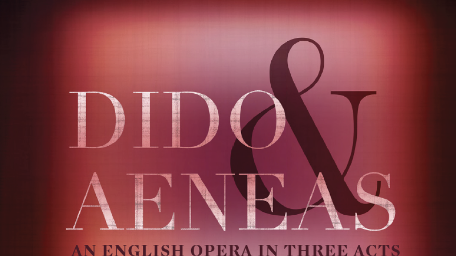 Redish poster with black border for Dido & Aeneas