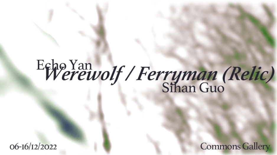 The show poster for Werewolf / Ferryman (Relic); the artist names and show title appear against the blurry shadow of a tree.