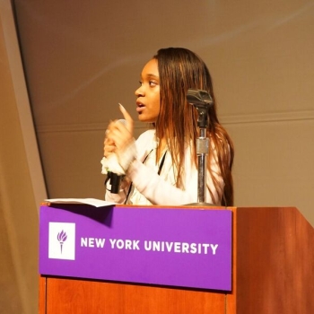 Lexy hosting an event at NYU