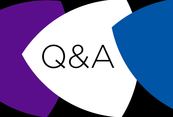 Three shapes and the letters Q and A