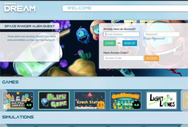 Screenshot of DREAM Website