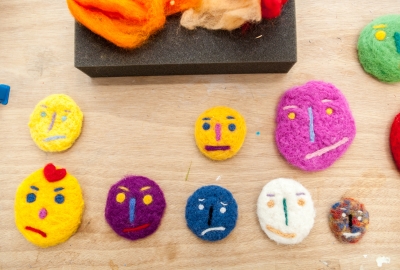 Faces made of fabric. 