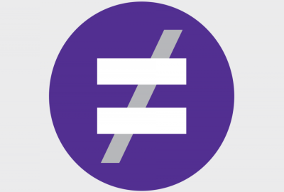 A logo featuring an equals sign with a line diagonally through it