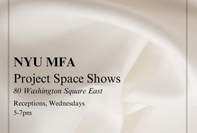 A beige poster listing the information about the MFA Project Space show that is repeated below.