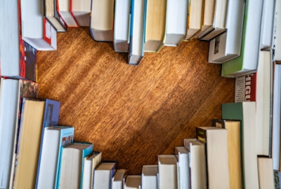 Books Coming Together to Make a Heart Shape