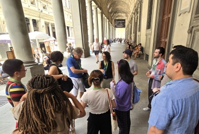 Students on tour outside in Florence