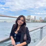picture of Ariel with the brooklyn bridge behind