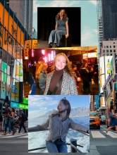 Collage of Makenzie Kuntz photos with NYC background