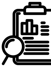 Magnifying glass over data clipboard. 