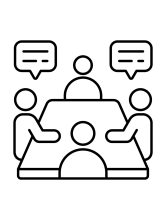 Icon of four people sitting around a table.