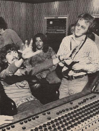 Tom Scott in a recording studio with George Harrison