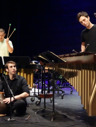 NYU percussion students performing