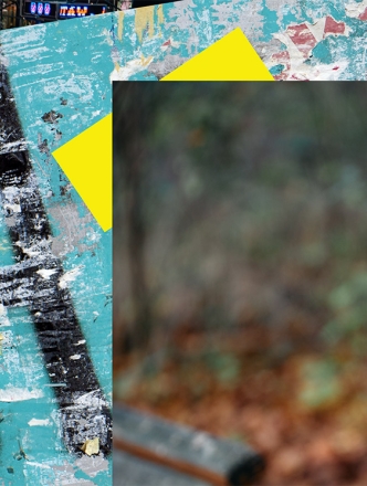 collage of three photos: taxi cabs, graffiti, and a student looking at the camera