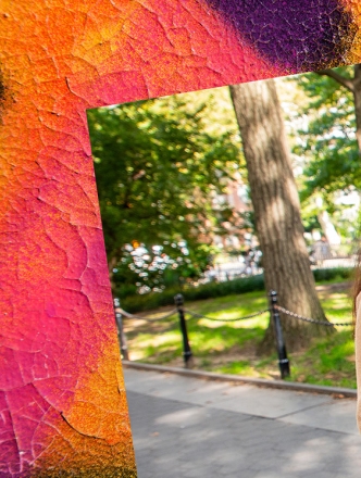 collage of students walking in washington square park and nyc images