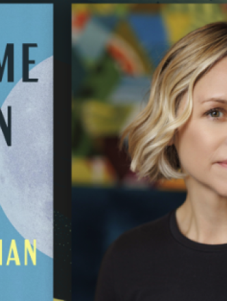 A book cover reading "Daytime Moon, Kerri Schlottman" is displayed next to a photo of a white woman with blonde hair.